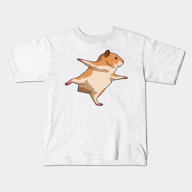 Hamster at Yoga Stretching Legs Kids T-Shirt by Markus Schnabel